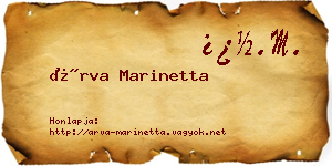 Árva Marinetta névjegykártya